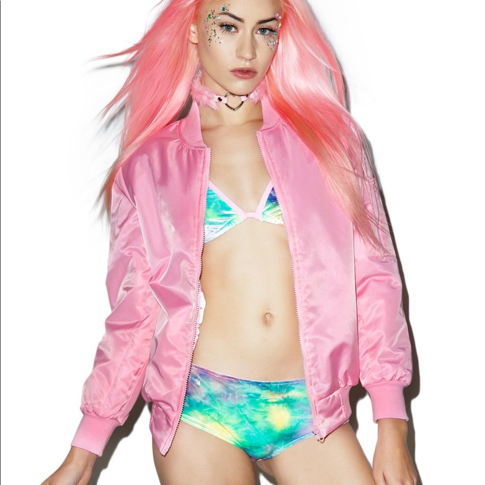 DOLLSKILL PINK BOMBER JACKET💖 PETALS & PEAKCOCKS